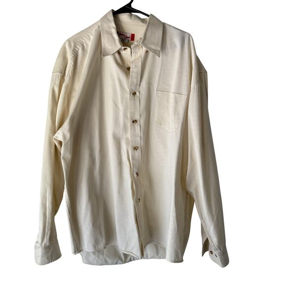 Tony‎ Lama Shirt Mens XL Ivory Long Sleeve Western Pearl Snap Button Down Pocket - Picture 1 of 8